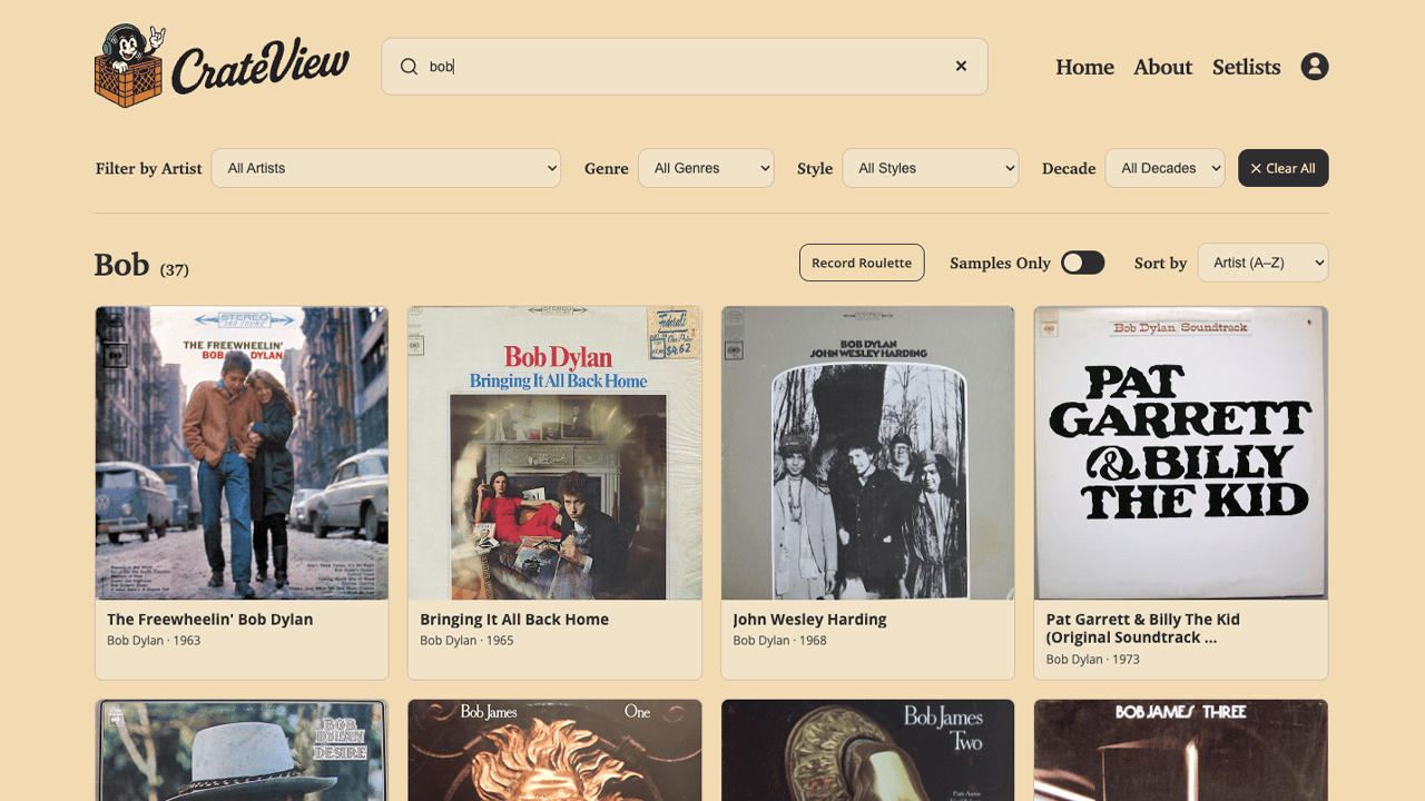 Collection browser with search in action