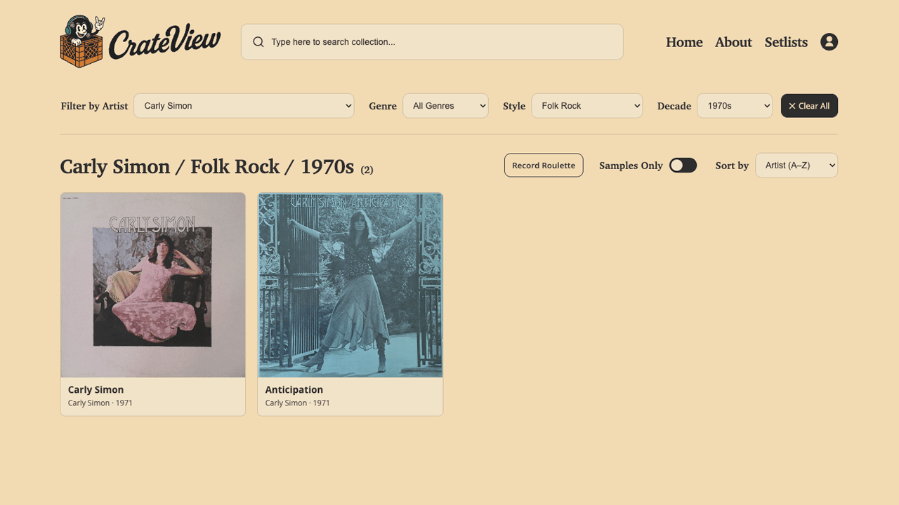 Stacked filters active on the collection grid